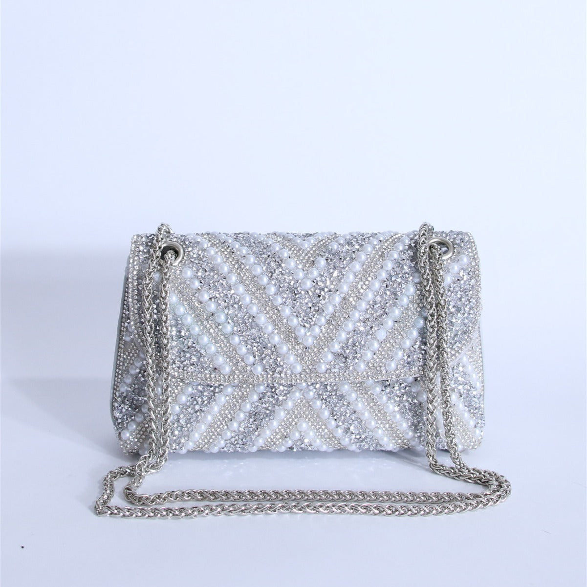 Fiorelle Women's Moonrise Pearl Clutch - Convertible Chain Evening Bag for Galas & Soirées