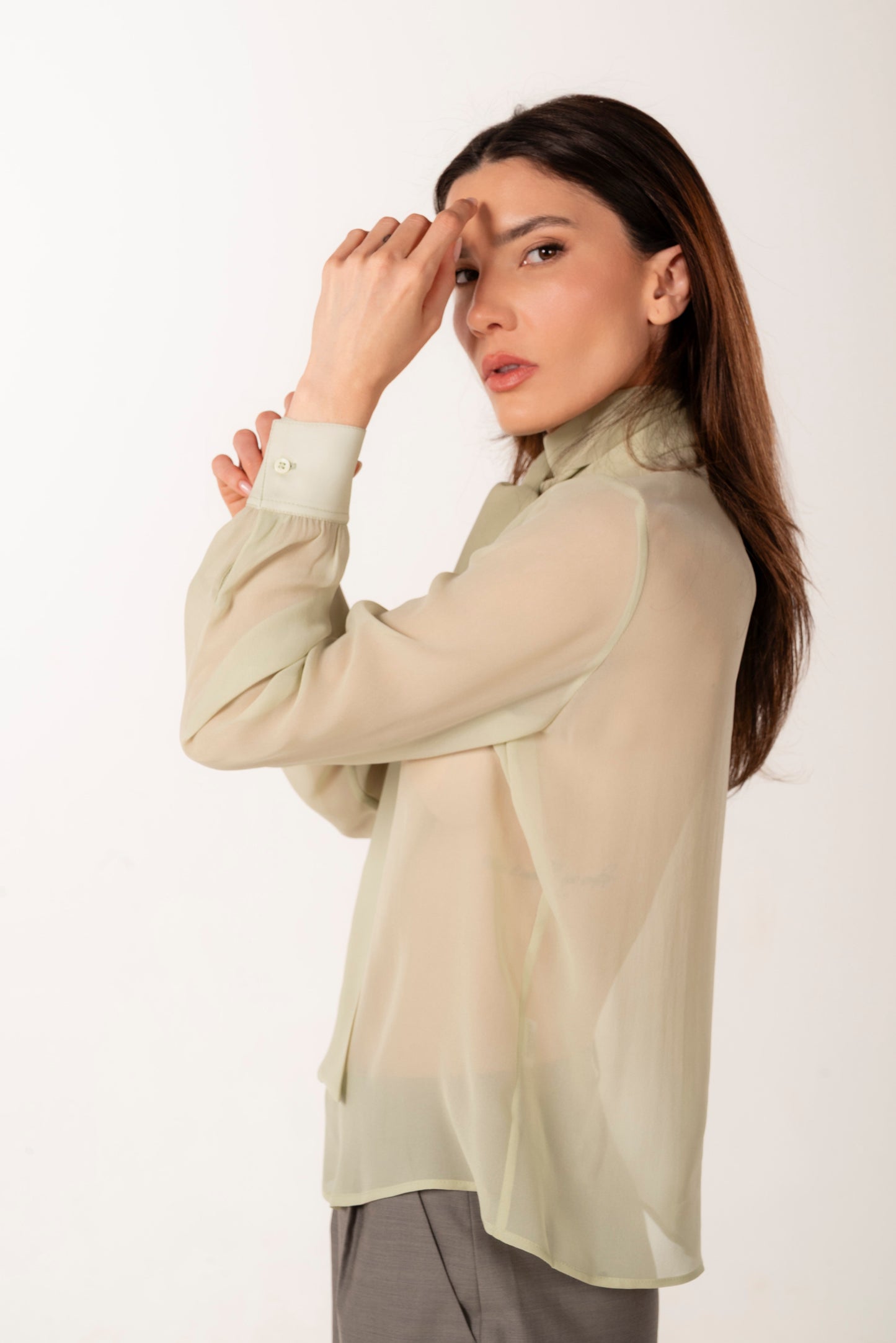 SIENNA LIGHT GREEN SILK BLOUSE