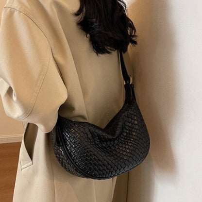 Fiorelle Women's Riviera Bias-Weave Crescent - Convertible Shoulder to Crossbody in French-Inspired Grain