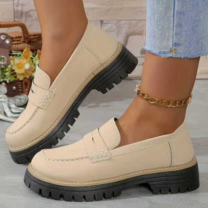 Fiorelle Women's Plus Size Casual Retro Suede Loafers with Chunky Heel Platform