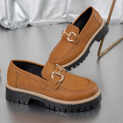 Fiorelle Women's Plus Size Retro Colorblock Loafers Chunky Heel Platform Casual Shoes