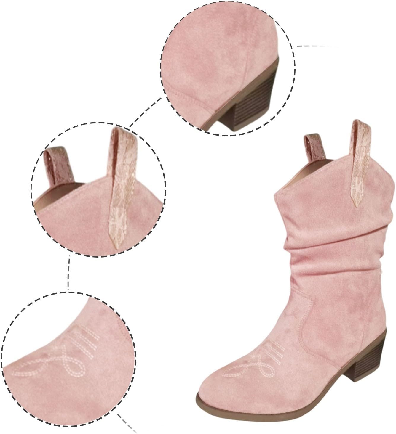 Fiorelle Women's Western Tassel Boots - Braided Buckle Cowboy Ankle Boots with Block Heel & Pointed Toe (US 5-10)