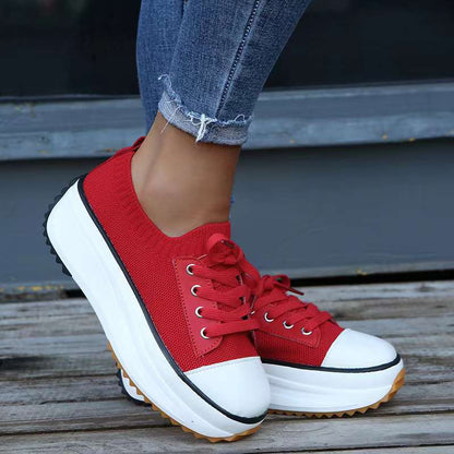 Fiorelle Women's Plus Size Casual Platform Knit Breathable Outdoor Sports Shoes
