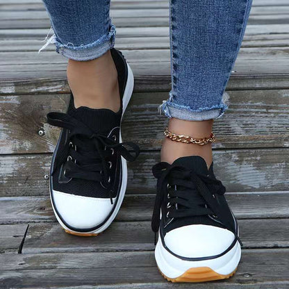 Fiorelle Women's Plus Size Casual Platform Knit Breathable Outdoor Sports Shoes