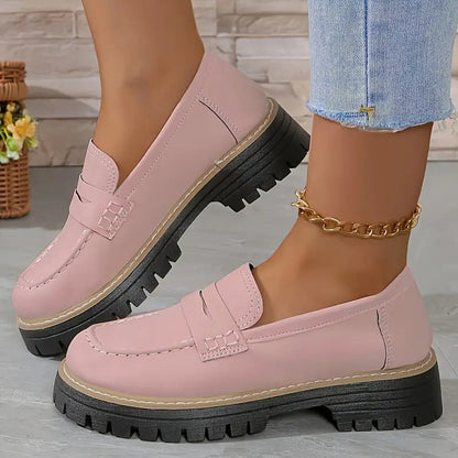 Fiorelle Women's Plus Size Casual Retro Suede Loafers with Chunky Heel Platform