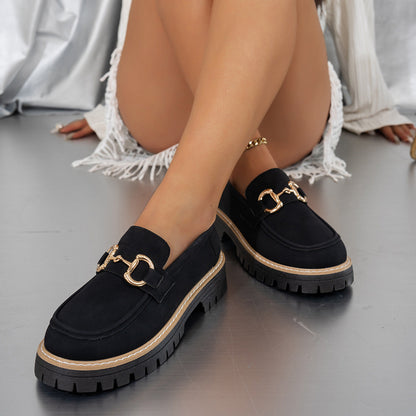 Fiorelle Women's Plus Size Retro Colorblock Loafers Chunky Heel Platform Casual Shoes