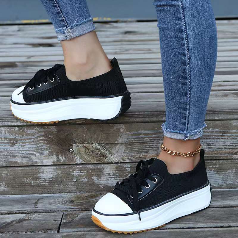 Fiorelle Women's Plus Size Casual Platform Knit Breathable Outdoor Sports Shoes