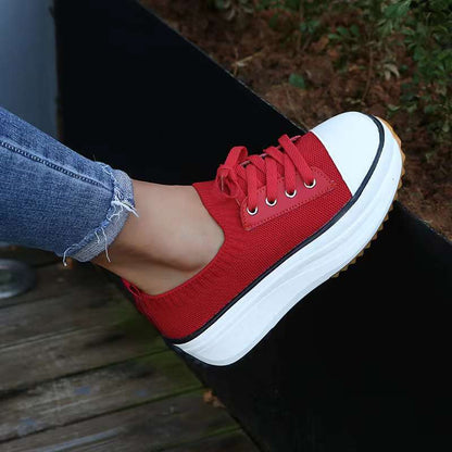 Fiorelle Women's Plus Size Casual Platform Knit Breathable Outdoor Sports Shoes