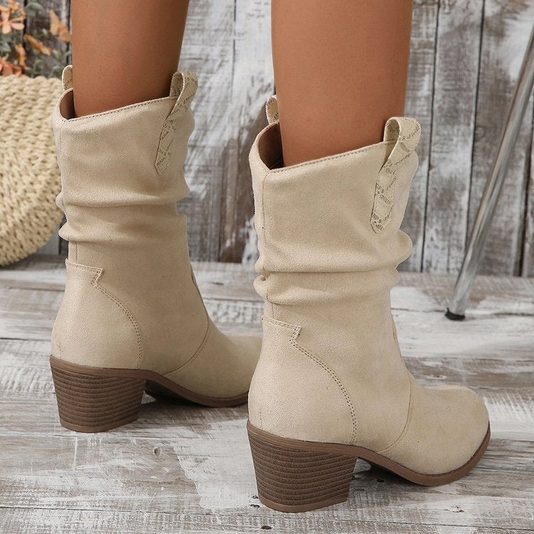 Fiorelle Women's Western Tassel Boots - Braided Buckle Cowboy Ankle Boots with Block Heel & Pointed Toe (US 5-10)