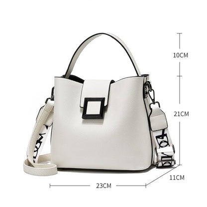 Fiorelle Women’s Signature-Buckle Square Bucket Bag - Premium Convertible Shoulder & Crossbody with Architectural Silhouette & Elevated Minimalism