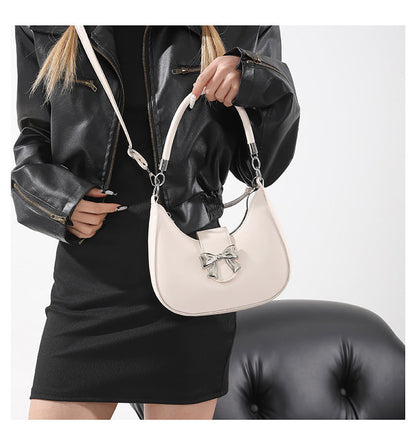 Fiorelle Women’s Bow-Adorned Chain Shoulder Bag - Crossbody Purse with Detachable Strap