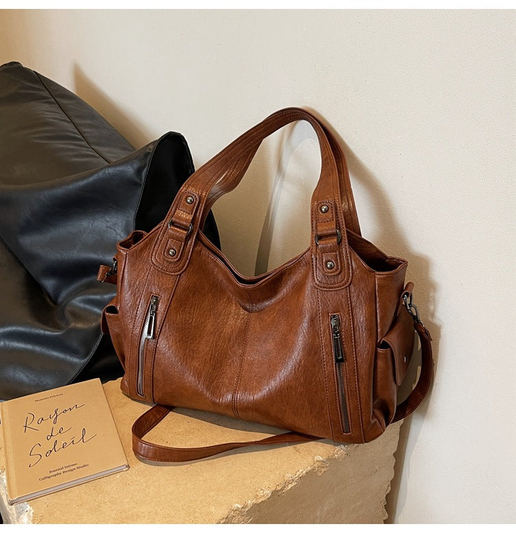 Fiorelle Women's Large-Capacity Vintage Tote Bag: Versatile High-End Shoulder and Handbag, Suitable for Crossbody Wear