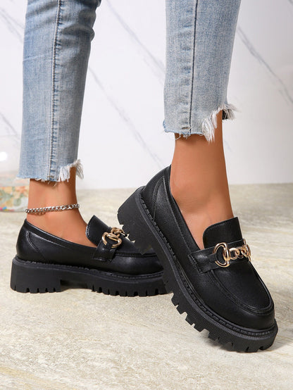 Fiorelle Women's Plus Size British Style Leather Platform Slip-On Loafers