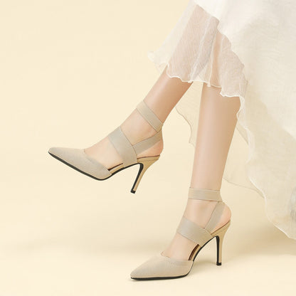 Fiorelle Women’s Amara Fabric Ankle-Strap Stiletto Pumps – Pointed-Toe Hollow Side Elegant Heels (US 4–10.5)