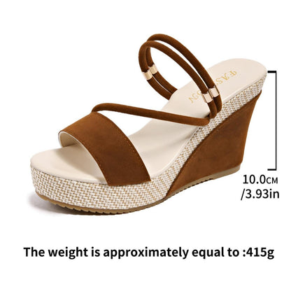 Fiorelle Women’s VelvetAir Ankle-Strap Platform Wedge Sandals – Breathable Suede Elegant Shoes (US 5–10.5)