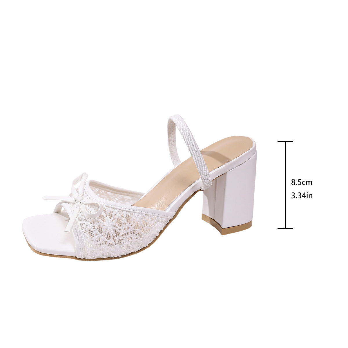Fiorelle Women’s Elarise Lace Bow Block Heel Square Toe Sandals – Chunky Heel Dress Slides (US 4–10.5)