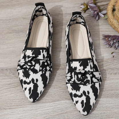 Fiorelle Women's Plus Size Fashion Flyknit Slip-On Pointed-Toe Casual Flats