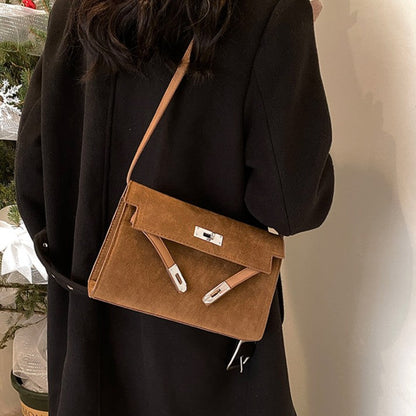 Fiorelle Women's Retro-Luxe Suede Mini Satchel - Convertible Underarm Crossbody Bag for Women | Vintage Brushed Texture in Caramel Ombre