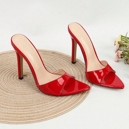 Fiorelle Women’s Vivienne Pointed-Toe Stiletto Slides – Sexy Luxe Open-Toe Party Heels (US4–10.5)