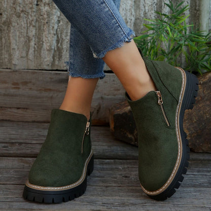 Fiorelle Women's Metro Chelsea Boots - Side-Zip Suede Ankle Boots with Chunky Heel (US 5-10.5)