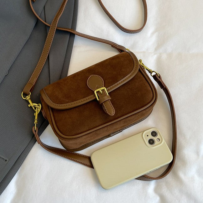 Fiorelle Women's Saddle Luxe Sling Bag - Matte Vintage Crossbody with Signature Buckle & Adjustable Wear
