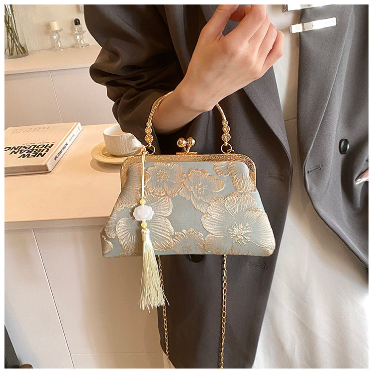 Fiorelle Women's Vintage Satin Mini Crossbody Bag - Retro Silk Handheld Purse - Petite, Elegant & Versatile