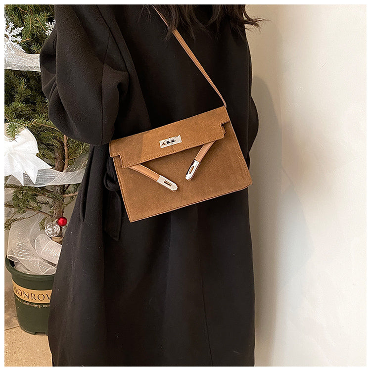 Fiorelle Women's Retro-Luxe Suede Mini Satchel - Convertible Underarm Crossbody Bag for Women | Vintage Brushed Texture in Caramel Ombre