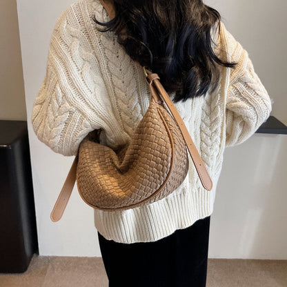 Fiorelle Women's Riviera Bias-Weave Crescent - Convertible Shoulder to Crossbody in French-Inspired Grain