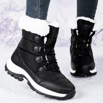 Fiorelle Women's Thermal Winter Hiking Boots - High-Cut Fleece Lined Snow Boots (Pink, White & Black - US 5-10)