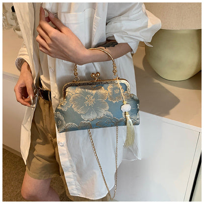 Fiorelle Women's Vintage Satin Mini Crossbody Bag - Retro Silk Handheld Purse - Petite, Elegant & Versatile