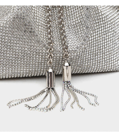 Fiorelle Women's Celestial Cache Bucket - Crystal-Encrusted Drawstring Minaudière with Detachable Constellation Chain