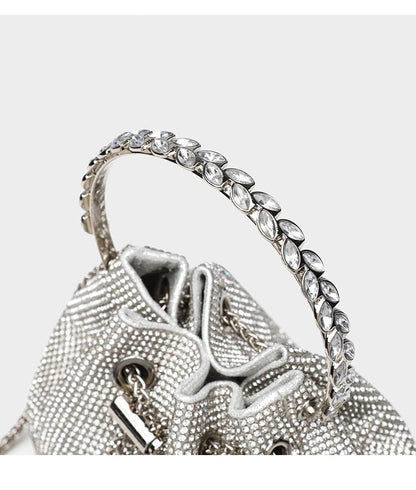 Fiorelle Women's Celestial Cache Bucket - Crystal-Encrusted Drawstring Minaudière with Detachable Constellation Chain