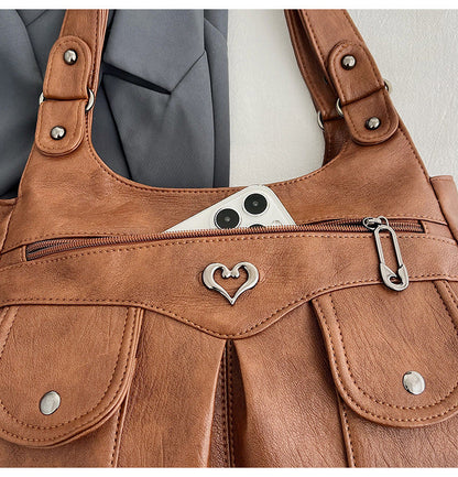 Fiorelle Women's Large Capacity Crossbody Bag - Premium Leather Underarm Purse for Commuter, Travel & Work, Adjustable Strap & Anti-Theft Design