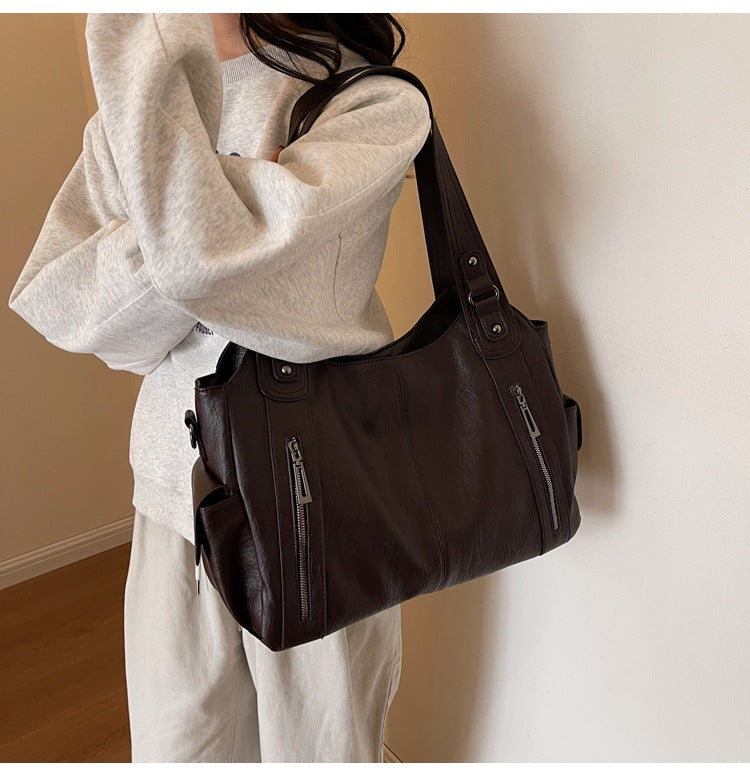 Fiorelle Women's Large-Capacity Vintage Tote Bag: Versatile High-End Shoulder and Handbag, Suitable for Crossbody Wear