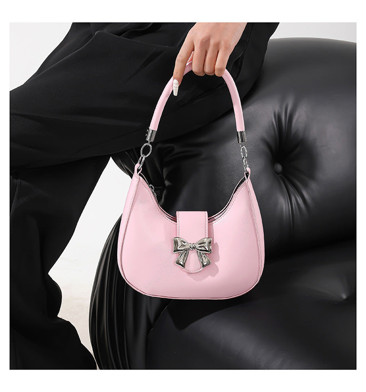 Fiorelle Women’s Bow-Adorned Chain Shoulder Bag - Crossbody Purse with Detachable Strap