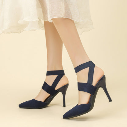 Fiorelle Women’s Amara Fabric Ankle-Strap Stiletto Pumps – Pointed-Toe Hollow Side Elegant Heels (US 4–10.5)