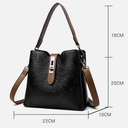 Fiorelle Women's Heritage Artisan Bucket - Distinctive Hand-Blocked Motifs on Heirloom Leather with Village-to-City Versatility