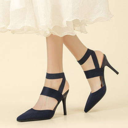 Fiorelle Women’s Amara Fabric Ankle-Strap Stiletto Pumps – Pointed-Toe Hollow Side Elegant Heels (US 4–10.5)