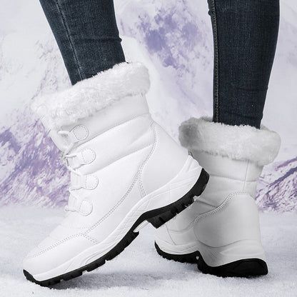 Fiorelle Women's Thermal Winter Hiking Boots - High-Cut Fleece Lined Snow Boots (Pink, White & Black - US 5-10)