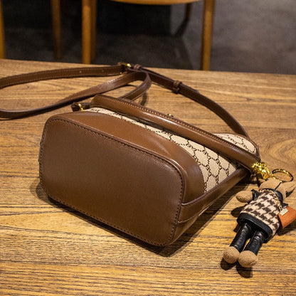 Fiorelle Women's Rabbit Muse Bucket Bag - Heritage Print & Crafted Leather Convertible Carry with Signature Charm & Optimized Capacity