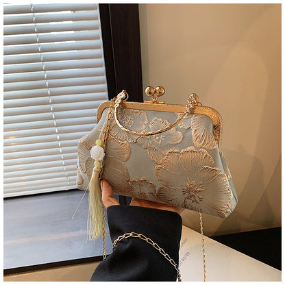 Fiorelle Women's Vintage Satin Mini Crossbody Bag - Retro Silk Handheld Purse - Petite, Elegant & Versatile
