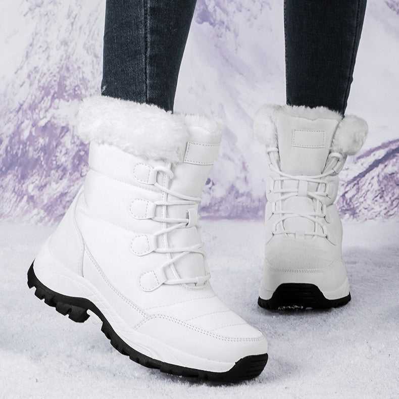 Fiorelle Women's Thermal Winter Hiking Boots - High-Cut Fleece Lined Snow Boots (Pink, White & Black - US 5-10)