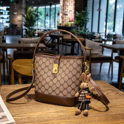 Fiorelle Women's Rabbit Muse Bucket Bag - Heritage Print & Crafted Leather Convertible Carry with Signature Charm & Optimized Capacity