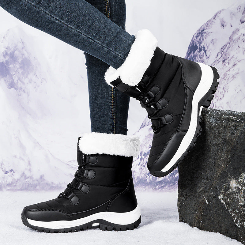 Fiorelle Women's Thermal Winter Hiking Boots - High-Cut Fleece Lined Snow Boots (Pink, White & Black - US 5-10)