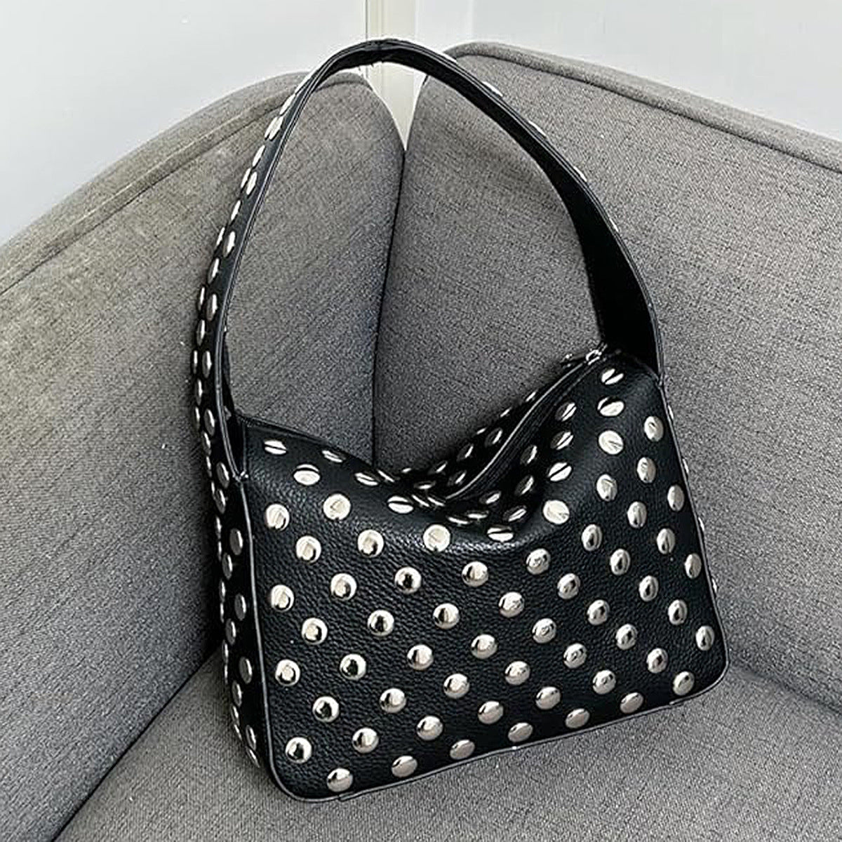 Fiorelle Women's Retro Rider Bag – Artisan-Embellished Underarm Shoulder Bag with Rivet Hardware