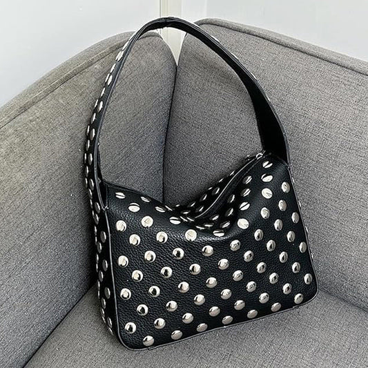Fiorelle Women's Retro Rider Bag – Artisan-Embellished Underarm Shoulder Bag with Rivet Hardware