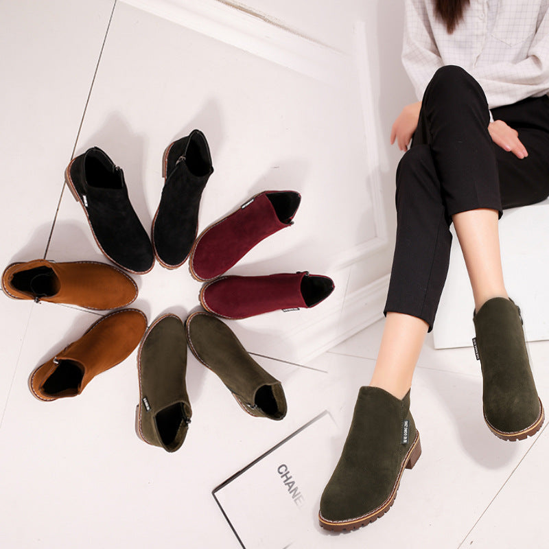 Fiorelle Women's Suede Chelsea Ankle Boots - Side Zip Low Heel Martin Boots (US 4-10)