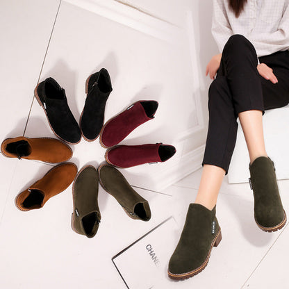 Fiorelle Women's Suede Chelsea Ankle Boots - Side Zip Low Heel Martin Boots (US 4-10)