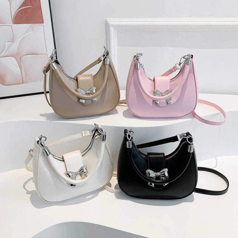 Fiorelle Women’s Bow-Adorned Chain Shoulder Bag - Crossbody Purse with Detachable Strap