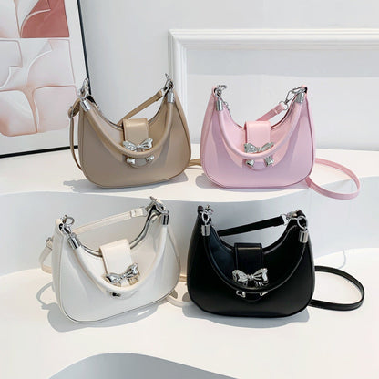 Fiorelle Women’s Bow-Adorned Chain Shoulder Bag - Crossbody Purse with Detachable Strap